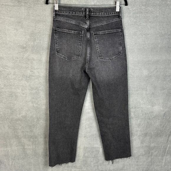 Agolde Jeans Womens 26 Black High Rise Stovepipe Stretch Pockets Raw Hem - Picture 5 of 12